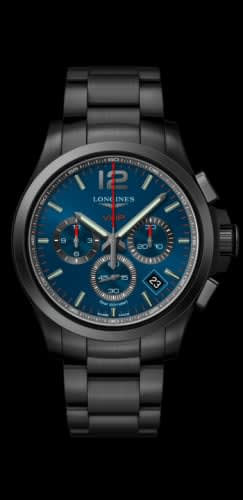 Longines Conquest V.H.P. Chronograph 42 PVD / Blue / Bracelet
