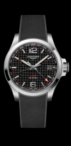 Longines Conquest V.H.P. GMT 41 Stainless Steel / Carbon / Rubber