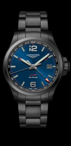 Longines Conquest V.H.P. GMT 43 PVD / Blue / Bracelet