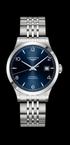 Longines Record 38.5mm Stainless Steel / Blue-Arabic / Bracelet