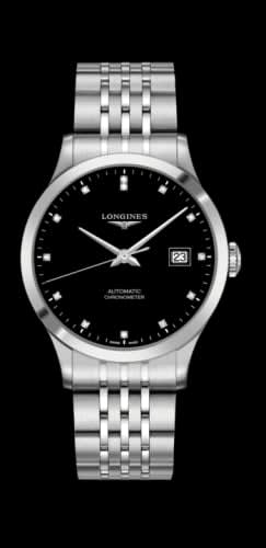 Longines Record 40mm Stainless Steel / Black-Diamond / Bracelet