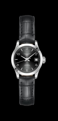 Longines Record 26mm Stainless Steel / Black-Arabic / Alligator
