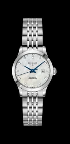 Longines Record 30mm Stainless Steel / MOP-Diamond / Bracelet