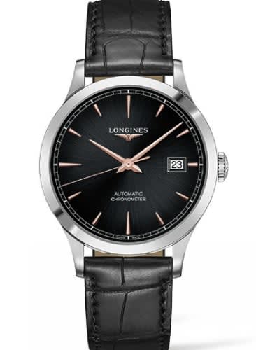 Longines Record 40mm Stainless Steel / Black / Alligator / Russia