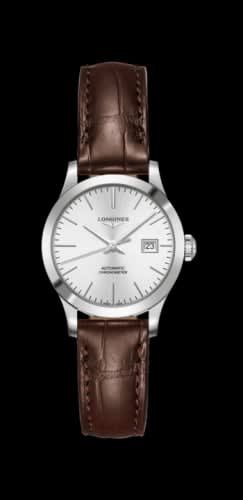Longines Record 30mm Stainless Steel / Silver / Alligator