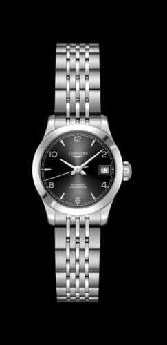 Longines Record 26mm Stainless Steel / Black-Arabic / Bracelet