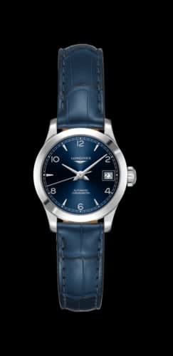 Longines Record 26mm Stainless Steel / Blue-Arabic / Alligator