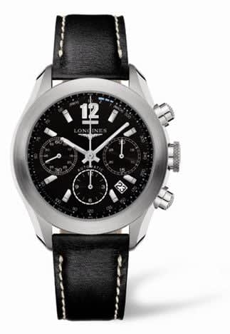 Longines GrandeVitesse Chronograph Black Leather