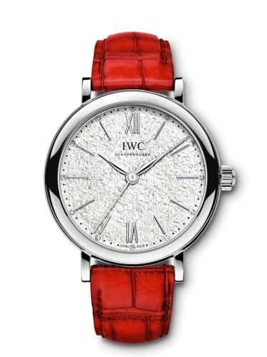 IWC Schaffhausen Portofino 34 Stainless Steel / Silver Embossed / Santoni