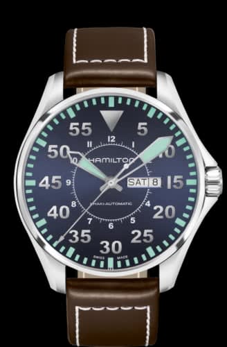 Hamilton Khaki Aviation Pilot Day Date 46 Stainless Steel / Blue / Strap