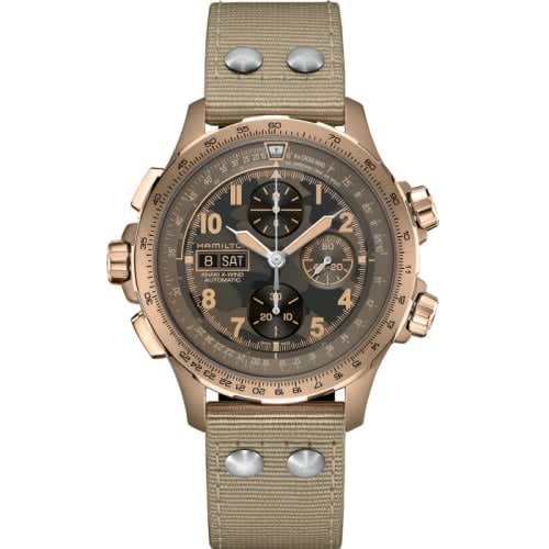 Hamilton Khaki Aviation X Wind Day Date Auto Chrono Green Camouflage