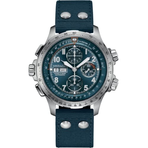 Hamilton Khaki Aviation X Wind Day Date Auto Chrono Blue / Canvas