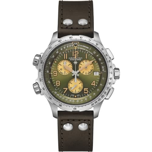 Hamilton Khaki Aviation X-Wind GMT Chrono Quartz Stainless Steel / Green