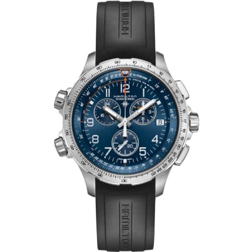 Hamilton Khaki Aviation X-Wind GMT Chrono Quartz Stainless Steel / Blue / Rubber