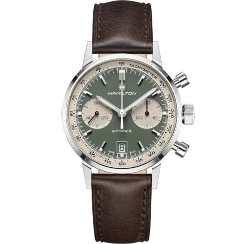 Hamilton Intra-Matic 68 Auto Chrono Stainless Steel / Green / Strap