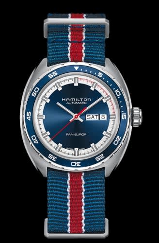Hamilton Pan Europ Day Date Auto Stainless Steel / Blue
