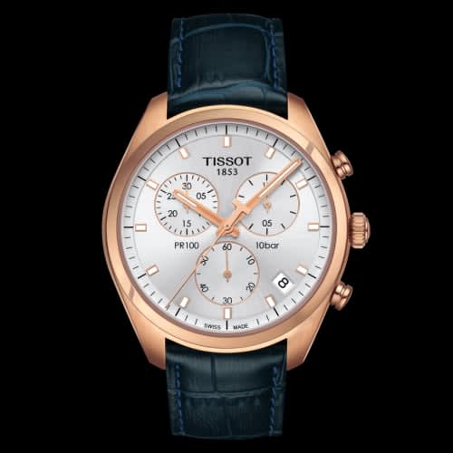 Tissot PR 100 Chronograph Quartz 41 Rose Gold PVD / Silver / Strap