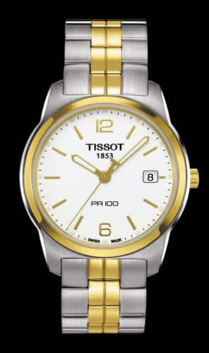 Tissot PR 100 Quartz 38 Stainless Steel / Yellow Gold PVD / White / Bracelet