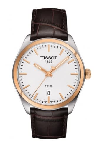 Tissot PR 100 Quartz 39 Stainless Steel / Yellow Gold PVD / Silver / Strap