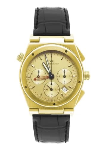 IWC Schaffhausen Ingenieur Mecaquartz Chronograph Alarm Yellow Gold / Champagne / Strap