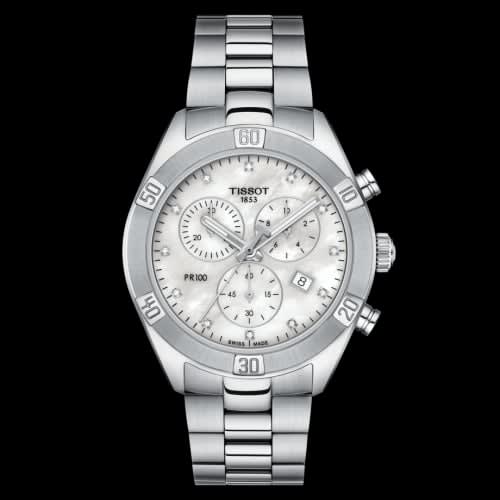 Tissot PR 100 Sport Chic Chronograph 38 Stainless Steel / MOP / Bracelet