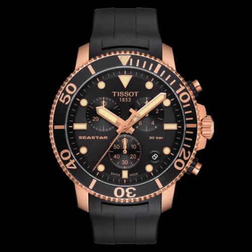 Tissot Seastar 1000 Chronograph Quartz 45.5 Rose Gold / Black / Rubber