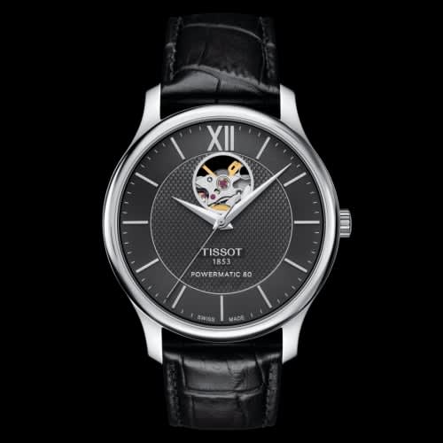 Tissot Tradition Powermatic 80 Open Heart 40 Stainless Steel / Black / Strap