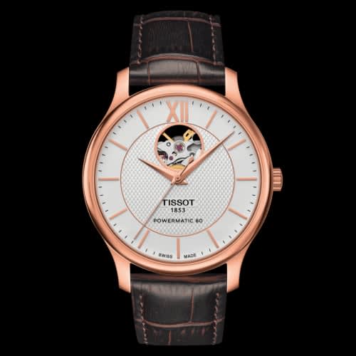 Tissot Tradition Powermatic 80 Open Heart 40 Rose Gold / Silver / Strap