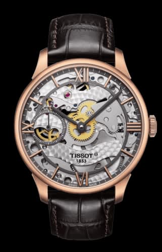 Tissot Chemin des Tourelles Squelette 42 Rose Gold PVD / Skeleton / Strap