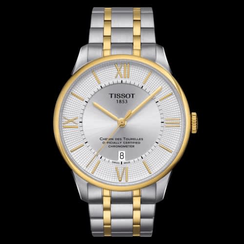 Tissot Chemin Des Tourelles Powermatic 80 COSC 42 Stainless Steel / Yellow Gold PVD / Silver / Bracelet