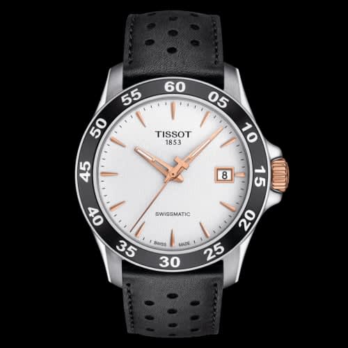 Tissot V8 Swissmatic 42.5 Stainless Steel / Rose Gold PVD / Silver / Strap