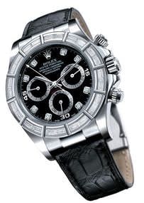 Rolex Daytona White Gold 24 Baguette Strap Black Diamond