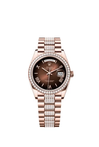 Rolex Day-Date 36 Everose Gold / Diamond / Brown Ombré - Roman / President