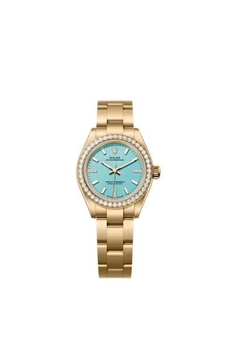 Rolex Oyster Perpetual 28 Yellow Gold - Diamond / Turquoise