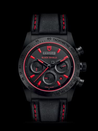 Tudor Fastrider Black Shield Ceramic / Black-Red / Leather