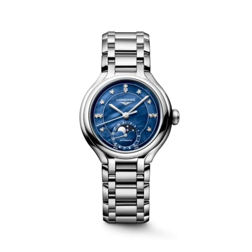 Longines PrimaLuna 34 Automatic Moonphase Stainless Steel / Blue MOP