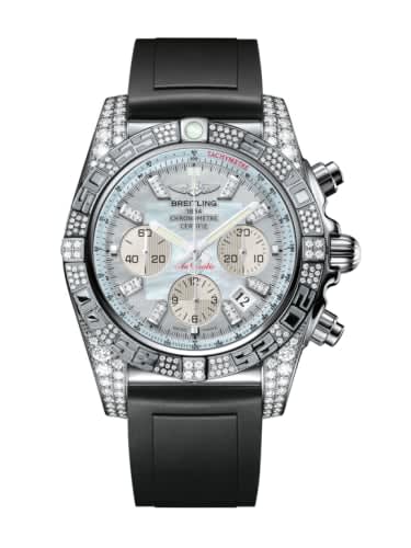 Breitling Chronomat 44 White Gold Diamondworks / Gray Pearl Diamond / Rubber