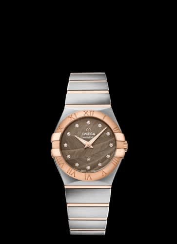 Omega Constellation Quartz 27 Brushed Stainless Steel / Red Gold / Brown Feather