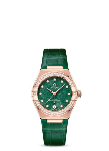 Omega Constellation Manhattan 29 Co-Axial Master Chronometer Sedna Gold / Diamond / Green Aventurine