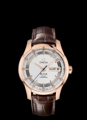 Omega De Ville Hour Vision Co-Axial Annual Calendar Red Gold / Silver / Alligator
