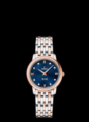 Omega De Ville Prestige Quartz 27.4 Stainless Steel / Red Gold / Blue / Bracelet