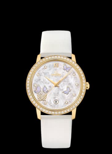 Omega De Ville Prestige Co-Axial 36.8 Yellow Gold / MOP Butterfly / Diamond