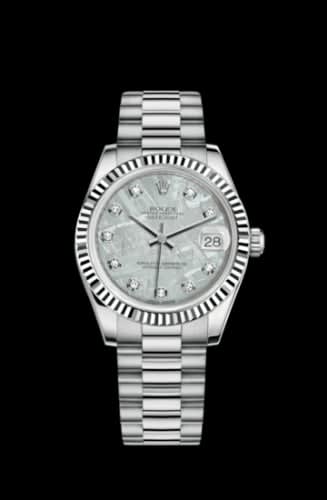 Rolex Datejust 31 White Gold Fluted / President / Meteorite