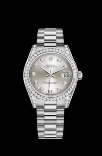 Rolex Datejust 31 White Gold Diamond / President / Silver Diamond