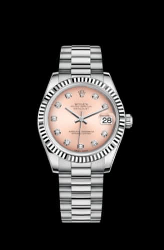 Rolex Datejust 31 White Gold Fluted / President / Pink Diamond
