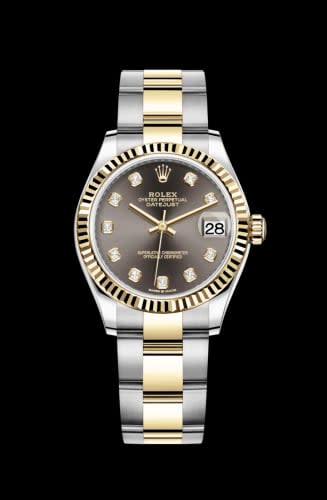 Rolex Datejust 31 Stainless Steel / Yellow Gold / Fluted / Grey - Diamond / Oyster