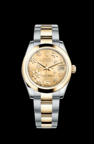 Rolex Datejust 31 Rolesor Yellow Domed / Oyster / Champagne Floral
