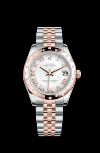 Rolex Datejust 31 Rolesor Everose Domed Diamond / Jubilee / White Roman