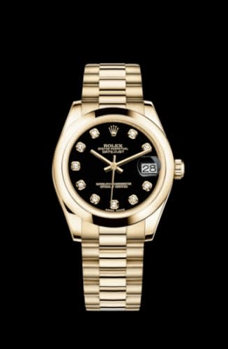 Rolex Datejust 31 Yellow Gold Domed / President / Black Diamond