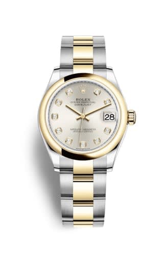Rolex Datejust 31 Stainless Steel / Yellow Gold / Domed / Silver - Diamond / Oyster